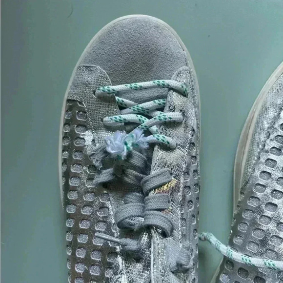 Size 40 P448 Teal, White, and Silver Sneakers - Picture 6 of 10